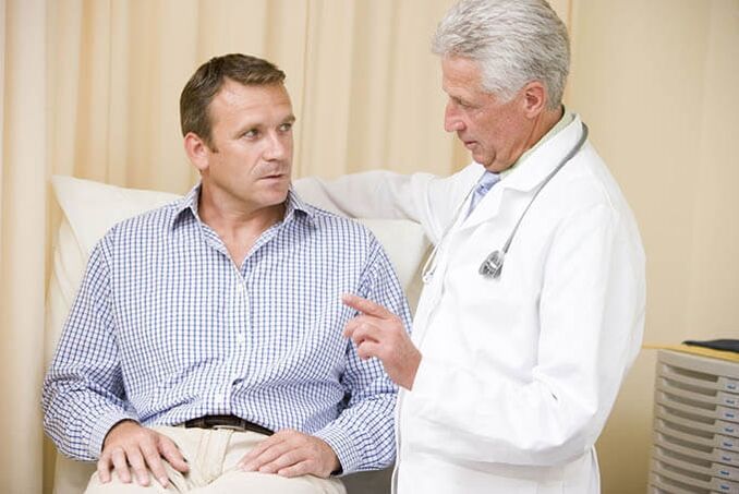 a patient with prostatitis at a doctor's appointment